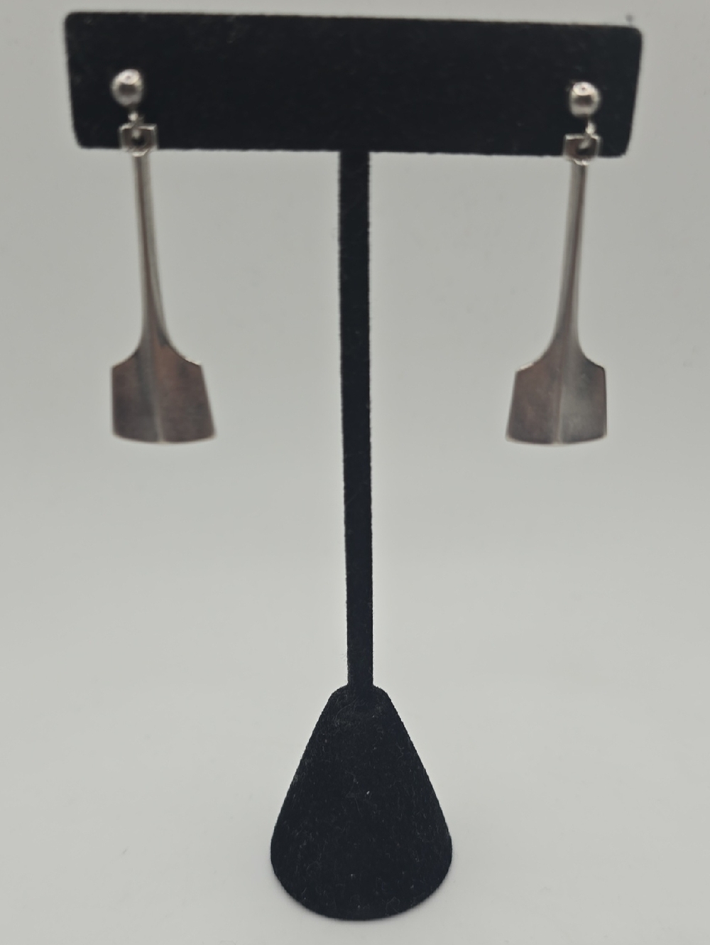 RARE David Andersen Norway Sterling Silver Modern Drop Earrings "Thor's Hammer"